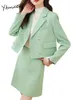 Yitimuceng Office Ladies 2 Piece Blazer och kjol mode notched Double Breasted Short Blazers Elegant Mini Suits 240219