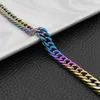 Link Bracelets High Quality 7.8mm Stainless Steel For Men Rainbow Color Punk Figaro Curb Cuban Chain Jewelry Gifts