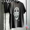 Men's T-Shirts New Saint Michael Tshirts Wash Black Skull Cross Print Short Sleeve Vintage Street Casual Men Women SAINT Shoulder Drop T-shirt Q240220