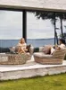 Camp Furniture Outdoor Rattan Sofa El Homestay Terrasse Villa Gartenstuhl Südostasiatischer einfacher wasserdichter Sonnenschutz