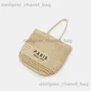 Totes Casual Hollow Str Designer Letters Paper Woven Women Shoulder Bags Handmade Summer Beach Handbag Large Capacity Purse T240220