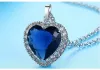 Pendants Big Sapphire &Ruby gemstone heart pendant necklace for women her blue red crystal chain zircon diamond party luxury jewelry gift