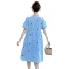 Dresses Summer Pregnant Women Breastfeeding Dress Loose Cotton Embroidery Maternity Floral Nursing Dresses Pregnancy Lactation Clothes