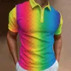 Herr t-shirts nya herrpolo skjorta 3d regnbåge tryckt män kläder sommar avslappnad kortärmad lös överdimensionerad skjorta street mode toppar tees q240220