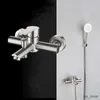 Bathroom Sink Faucets Bathroom Shower Faucet Set Stainless Steel Triple Bathtub Shower Faucet Bathtub Water Mixer Valve Nozzle Tap Hot and Cold Water