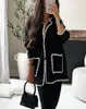 Women's Autumn Fashion Loose Solid Color Two Piece Set Elegant Chic Casual Office Lady Outerwear