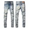Designer PURPLE BRAND Jeans pour hommes femmes pantalons violet jeans été trou haute qualité broderie auto-culture et petits pieds mode 814