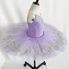 Sahne Wear 2024 Mavi Bird Purplel Profesyonel Bale Dans Tutu Fırfır kenarları Klasik Elbise Kızlar Kadın Performansı