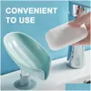 Soap Dishes New Leaf Shape Soap Box Creative Draining Suction Cup Dish Tray For Bathroom Container Accessories Drop Delivery Home Gard Dhqbb