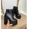 Kobiety panie modne buty kolanowe skórzane uda wysoko koronkowe grube podeszwa obcas Krótki Martin Women Booties Buty Winter 230830