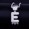 Necklaces Single Crown Bail Purple Color Drip Initials Bubble Letters Necklaces & Pendant AAA Zirconia For Men Hip Hop Jewelry