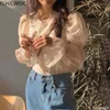 Bluzki damskie 2024 Spring Korea Chic Tops Blusas Flare Rleeve swobodne solidne słodkie słodkie dziewczyny koszulki flhjlwoc moda kobiety