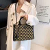 Large Capacity for Women's Fall 2022 New Leisure Commuting Tote Fashionable Contrast Color Checkered Single Shoulder Crossbody Bag 88% factory direct