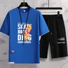 Jeugd puur katoenen T-shirt met korte mouwen Middelbare schoolshorts Sportset Jongens middenstudenten Knappe zomerkleding voor groot