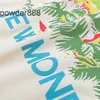 Erkek Tişörtler Rhude T-Shirt Kalesi Hindistan Cevizi Ağacı Pencereleri Scenic Sıradan Gevşek Nefes Alabilir Kısa Tişörtlü Kadın Kadın Çiftler Üst Tee 230816 Bknq