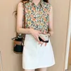 Women's Blouses Fashion Woman Blouse 2024 Korean Summer Clothes Women Shirts Chiffon Sleeveless Vest Sweet Girl Vintage Printed Tops