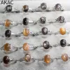 Anéis 3 anéis 5 anéis AKAC aprox 8 * 10mm natural preto dourado sunstone anel de cobre branco ajustável atacado enviar aleatoriamente