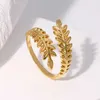 Hanpai offre spéciale de haute qualité bijoux de mode bague en feuille d'or bague d'ouverture réglable bague en acier inoxydable