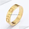 Band Rings Polished Designer Accessories Ring For Womens Mens Classical Ins Retro Engraved Letters Smooth Wedding Luxury Jewelry Bag Dhwdk