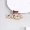 Andra konst och hantverk Trump Brosch America Flag Diamond Pin Other Arts and Crafts Commemorative Drop Delivery Home Garden Arts, Crafts Dh0ia