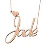 Colliers avec pendentif en jade avec nom personnalisé pour femmes, filles, enfants, meilleurs amis, cadeaux pour mères, bijoux en acier inoxydable plaqué or 18 carats