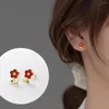 Stud Earrings S925 Sterling Silver Cute Flower For Women Kids 14K Gold Plated Ear Wedding Party Jewelry Gift Female Pendientes