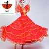 Scen Wear Modern Gypsy Style Female Spanish Flamenco kjol Performance Belly Dance Costumes Ruffle Dress Team