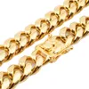 Corrente de criptografia cuba hip hop titânio colar de aço fivela de cabeça colar de ouro masculino de aço inoxidável