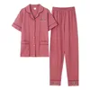 Damen-Nachtwäsche, Sommer-Printd-Frauen-Pyjama-Set aus reiner Baumwolle, Cardigan-Pyjamas, weiblich, gemütliches Nachthemd, Heimkleidung, M-XXXL