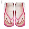 Women Socks 3D Foot Printed For Novelty Low Ankle Femme Girls Cotton Commering Funny Creative Flip-Flop Shoes Printing S X2U6