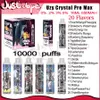 Original UZY Crystal Pro Max 10000 Puff Disposable E Cigarettes 16ml Pod Battery Rechargeable Electronic Cigs Puff 10K 0% 2% 3% 5% RBG Light Vape Retail