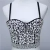 Regatas femininas colete sling beading baile sexy suspensórios brilhante diamante corselets despedida de solteira bustier sutiã push up fino ajuste bralette