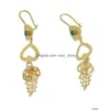 Dangle Chandelier Brincos Foromance Amarelo Ouro Cor Azul Esmalte Coração Folha Em Forma de Alto 2.24 Brinco Largura 0.47 Drop Delivery Judeu Dhwmx