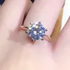 リングIOGOU D MOISSANITEリング3CTダイヤモンド婚約リング女性用ソリティア2CTモイサナイトリング証明書14Kローズゴールドリング