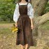 Casual Dresses Corduroy Elegant Women Dress Sexy Sleeveless Back Cross Long Party Retro Pinafore Overall Straps Suspenders Sundress