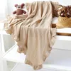 Filtar bomullsbarn filt ruffle född muslin får swaddle wrap fast färg barnvagn täcker sängkläder täcke