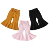 Spodnie maluchowe dziewczynki Flare Pants 3-pak coton miękkie żebrowane dno dzwonka Bowknot elastyczna talia