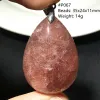 Pendants Natural Red Strawberry Quartz Necklace Pendant For Woman Man Gift Stone Water Drop Crystal Silver Beads Beauty Jewelry AAAAA