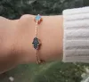 Armband 2017 Ryssland Fashion 925 Silver Armband Söt svart ädelsten Söt Fatima Hamsa Hand Rose Gold Justera tjejarmband