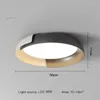 Plafonniers Moderne Minimaliste Silencieux Vent Bois Texture Led Lustre Pour Chambre Étude Loft Salon Fer Circulaire Lumière Ronde