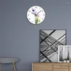 壁の時計1ピースの花のデザイン時計キッチンアートの装飾用の強化ガラス