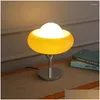 Floor Lamps Mid-Ancient Decorative Table Lamp Ins Style Retro Dan Glass Light Luxury Wheat Bedroom Study Bedside Drop Delivery Dhqnh