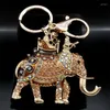 Keychains Pink Crystal Elephant Key Chain Cute Animal Alloy Rhinestone Ring Bag Tillbehör smycken llavero Mujer K9450S04