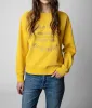 Zadig Voltaire 24ss Дизайнерская толстовка с капюшоном Модная новая классическая вышивка буквами Розовый хлопок Женский пуловер с вышивкой Джемпер Толстовки