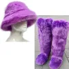 Beretti inverno nuovi stivali da neve in pelliccia calda 2023 Donne Woollike Stivali da ginocchio Stivali da donna Stivali Piattaforma Set di cappelli peluche imbottite