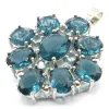 Pendants 45x35mm Gorgeous Big Gemstone London Blue Topaz Rich Blue Aquamarine Women Daily Wear Silver Pendant