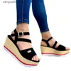 Sandales à talon large et bouche de poisson pour femmes, chaussures romaines d'été à semelle épaisse avec boucle, plateforme imperméable, T240220