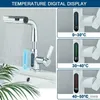  Banyo Lavabo muslukları Sıcaklık Dijital Ekran Havza Musluğu Banyo için Çekin Şelale Akışı 3 Yol Püskürtücü Sıcak Soğuk Su Lavabo Mikser Yıkama Musluk