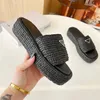 Palha tecer chinelo sandália plataforma chinelos mulher dos homens verão salto plano casual flip flops ao ar livre piscina sliders sapatos de praia