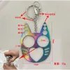 Multifunktionell flaska 4-i-1 Keychain Opener Cartoon Cat Tiger Cover Double Finger Buckle Outdoor Self-Defense Window Breaker 5580